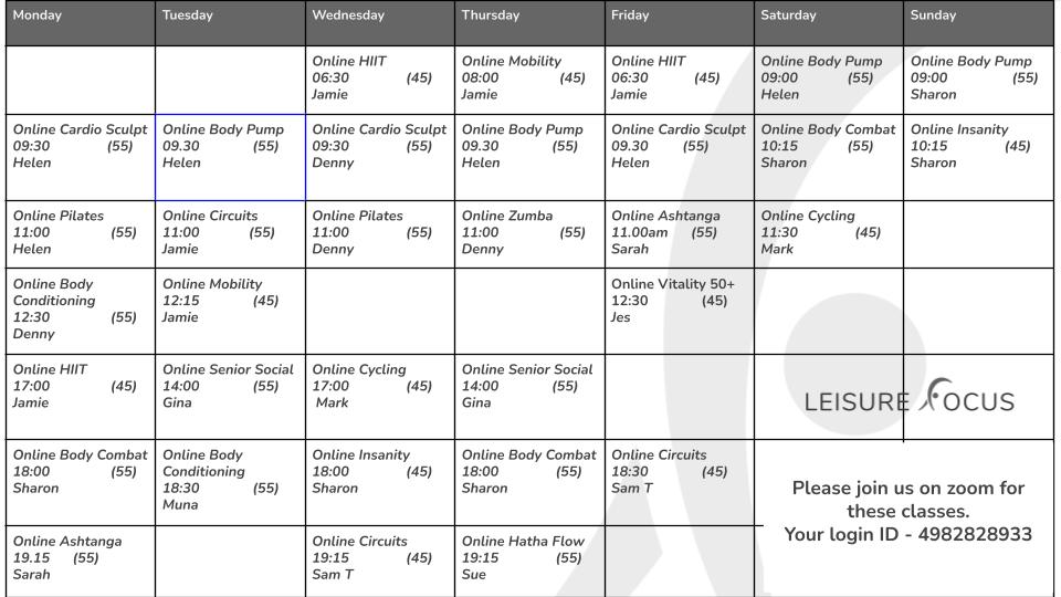 dulwich leisure centre timetable